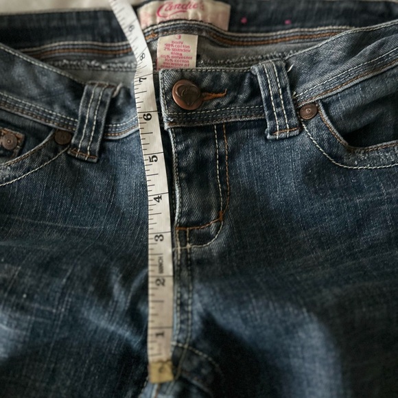 Candies Vintage 2000s Y2K Ultra Low-Rise Straight Leg Jeans Embroidered Size 3 - Picture 5 of 7